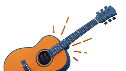Obraz premium 3D Illustration of an Orange and Blue Acoustic Guitar