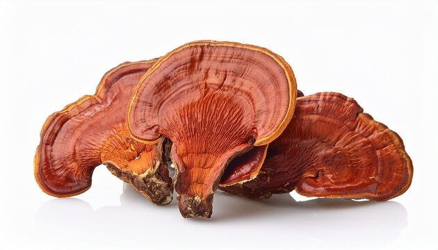 Lingzhi Mushroom Ganoderma Lucidum On A White Isolated