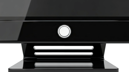 Close-up of a Black Computer Monitor with a Circular Button