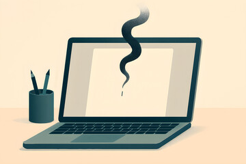 Creative block concept with empty document and smoking cursor