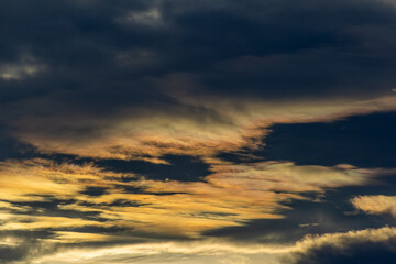 Cloudscape, Colored Clouds at Sunset near the Ocean in a Tropical Climate in Venezuela