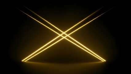 Crossing Yellow Neon Lights on Black.