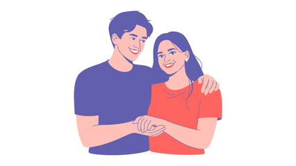 Obraz premium Everlasting Affection: A loving couple, holding hands and gazing at each other with tenderness, exemplifies a deep and loving connection.