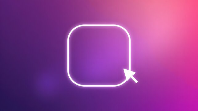 Neon cursor clicking on purple background - Powered by Adobe