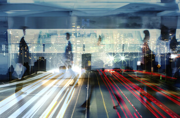 people crossing a busy city street, symbolizing urban energy, connection, and the pace of modern life.	