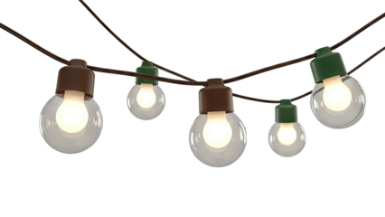 String Lights with Brown and Green Sockets
