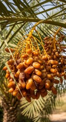 dates on the tree with a green background