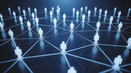 Network of people connected in a web of relationships and communication