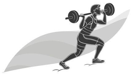 Fototapeta premium Silhouette of a person lifting weights, demonstrating strength and physical conditioning.