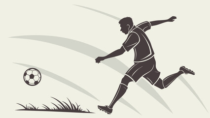 Fototapeta premium Silhouette of a soccer player kicking a ball, a popular sport and action image.