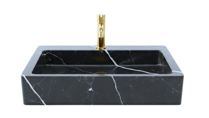 Black Marble Sink with Gold Faucet