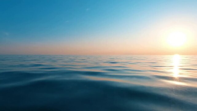 Shimmering reflections on gentle ripples Mid shot, eye-level summer ocean reflections