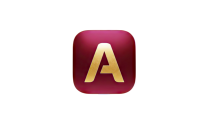 Golden Letter A on Red Glossy Square Icon