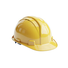 Fototapeta premium A glossy yellow hard hat protective safety helmet viewed from the side