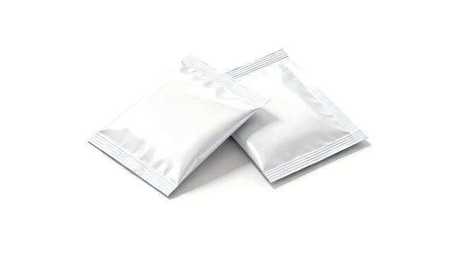 Blank White Sachet Packaging &ndash; Single-Use Packet Mockup for Food, Cosmetic, and Sample Products