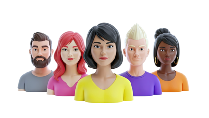 Diverse 3D Cartoon Characters Group