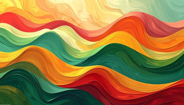 horizontal colorful abstract wave background with peru, firebrick and light sea green colors.
