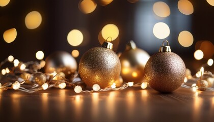 A Close Up Of Christmas Baubles And Fairy Lights With A Shallow Depth Of Field