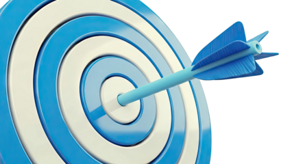 Blue and White Target with Arrow in Bullseye