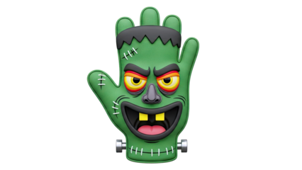 Frankenstein Hand Character with Cartoonish Face