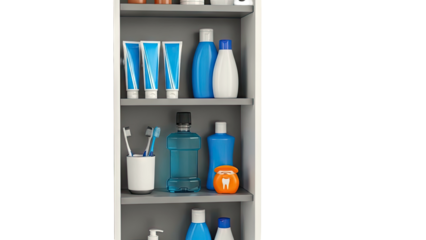 Bathroom cabinet with oral hygiene products