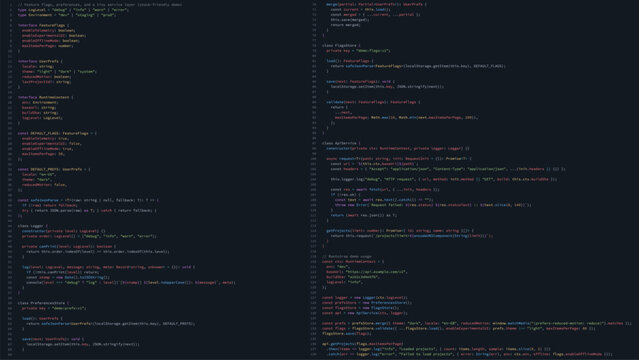 Programming code on dark digital screen. Software development, web design concept for coding language.