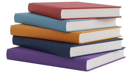 A colorful stack of five hardcover books displaying knowledge and education resources