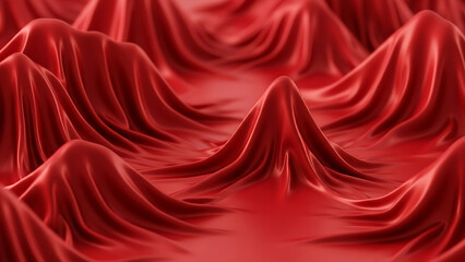 Red fabric folds creating a wavy textured surface