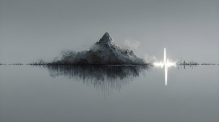 Life chart heartbeat monitor morphing into mountain silhouette symbolic health nature concept illustration visual design