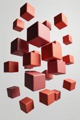 Obraz premium Abstract geometric 3D cubes floating in a clean white void