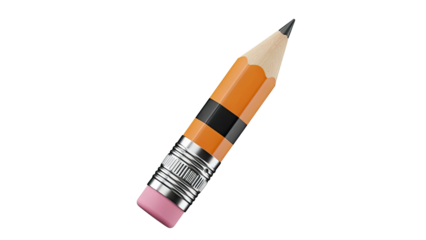 Orange and black striped pencil with pink eraser and silver ferrule