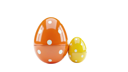 Two Polka Dot Easter Eggs: Orange and Yellow