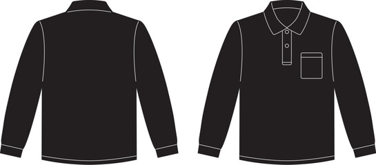 ポロシャツ　長袖　黒　胸ポケット