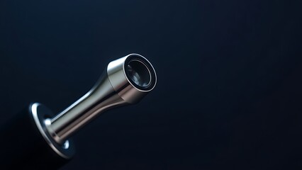 speculum. A classic medical otoscope with metal speculum reflecting clinical light on dark background. STEM education sheets.