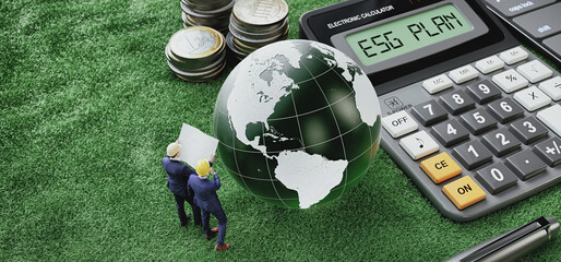 3D Rendering of Global CO2 Tax Concept with Businessmen