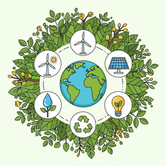Green energy concept with earth and renewable resources
