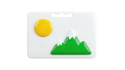 Shiny Sun and Mountains Icon on White Card