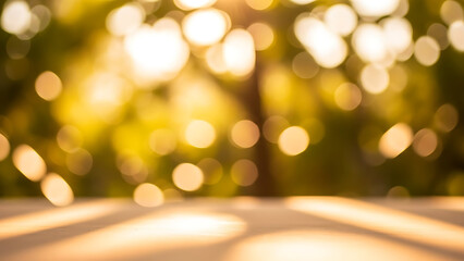 Blurred green and yellow bokeh background with sunlight