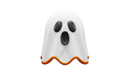 Surprised Ghost Icon with Black Eyes and Mouth, Orange Trim