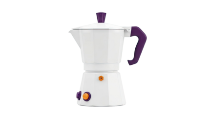 White Moka Pot with Purple Accents