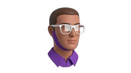 3D Render of Man with Glasses and Purple Shirt