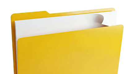 Yellow File Folder with White Paper
