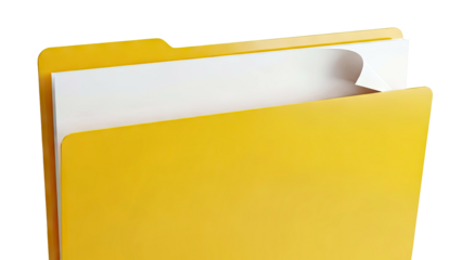 Yellow File Folder with White Paper