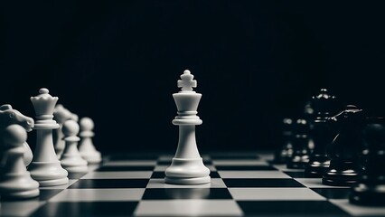 Fototapeta premium Chess king piece in spotlight