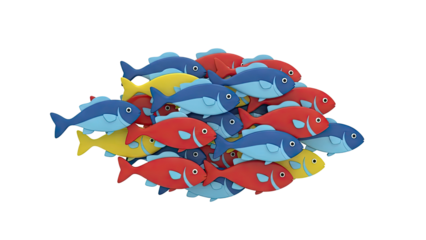 School of cartoon fish