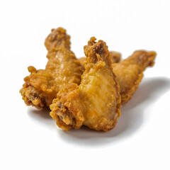Crispy chicken wings,A close up shot of a small pile of golden brown crispy fried chicken wings on a black background,Grilled chicken in street food