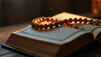 Open Quran with Tasbih - A Moment of Reflection and Faith.
