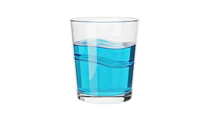 Glass of blue liquid with waves