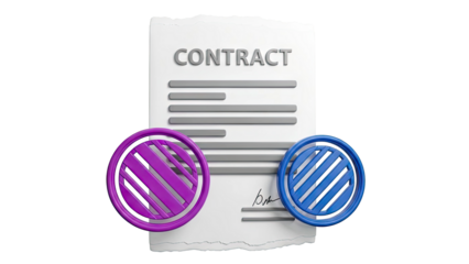 Contract with Purple and Blue Symbols