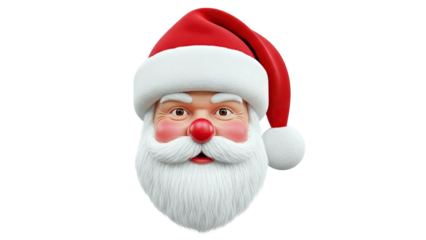 Close-up of a 3D render of Santa Claus's face